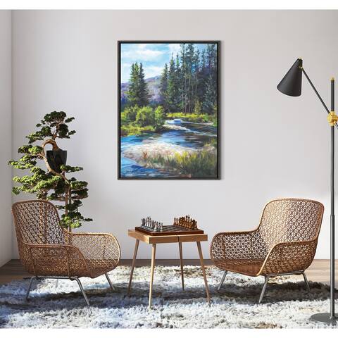 Kate and Laurel Sylvie River Flowing Framed Canvas by Laurie Snow Hein