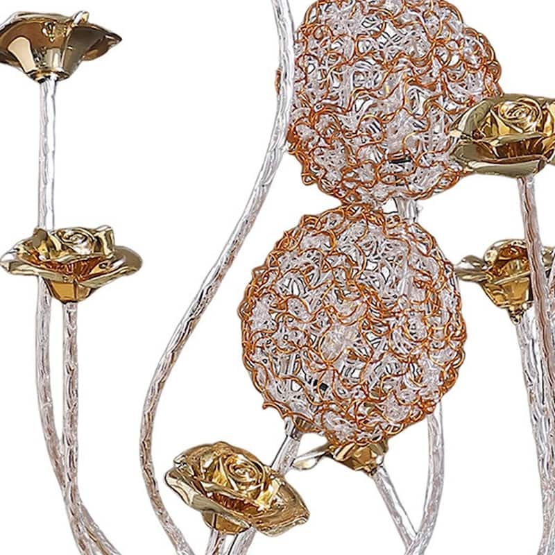HomeRoots 22" Silver And Rose Gold Metal And Acrylic Flowers Bedside Lamp - 7