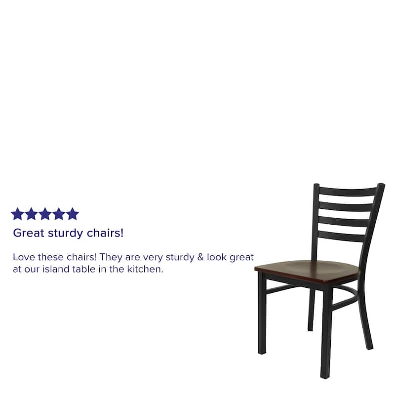 2 Pack Ladder Back Metal Restaurant Chair - 16.5"W x 17"D x 32.25"H - 16.5"W x 17"D x 32.25"H