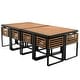 preview thumbnail 7 of 16, 18-Pieces Acacia Wood Patio Dining Set, 8 Cushioned Chairs & 8 Ottomans & 2 Square Table