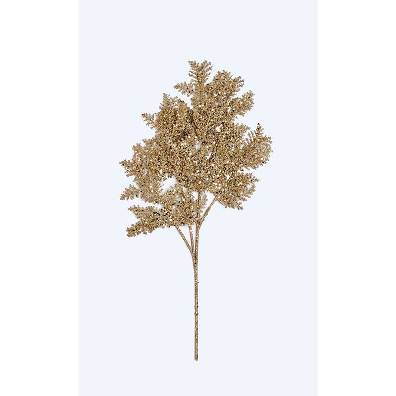 20" Glitter Juniper Spray, Gold, Set of 3 - Gold