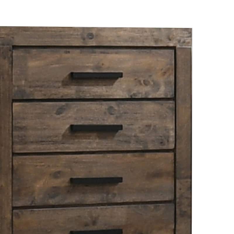 Wooden Chest with 5 Drawers and Grain Details, Brown