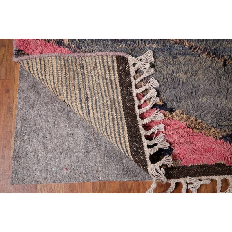 Gray Geometric Moroccan Oriental Area Rug Handmade Wool Carpet - 9'0" x 12'3"