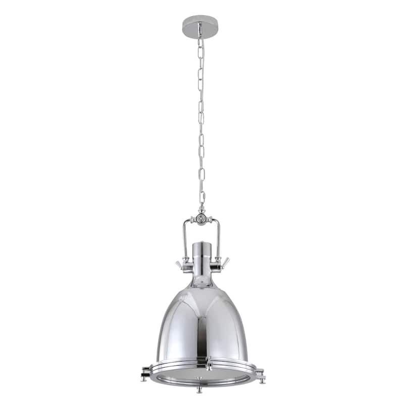 Pendant Light - Chrome Hanging Ceiling Fixture with Crystal Accents - Modern Interior Lighting - 9.5
