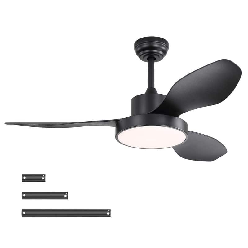 47 in. Modern Ceiling Fans in Black/White with 22W 3-Color LED Light, Remote Control & Reversible DC Motor