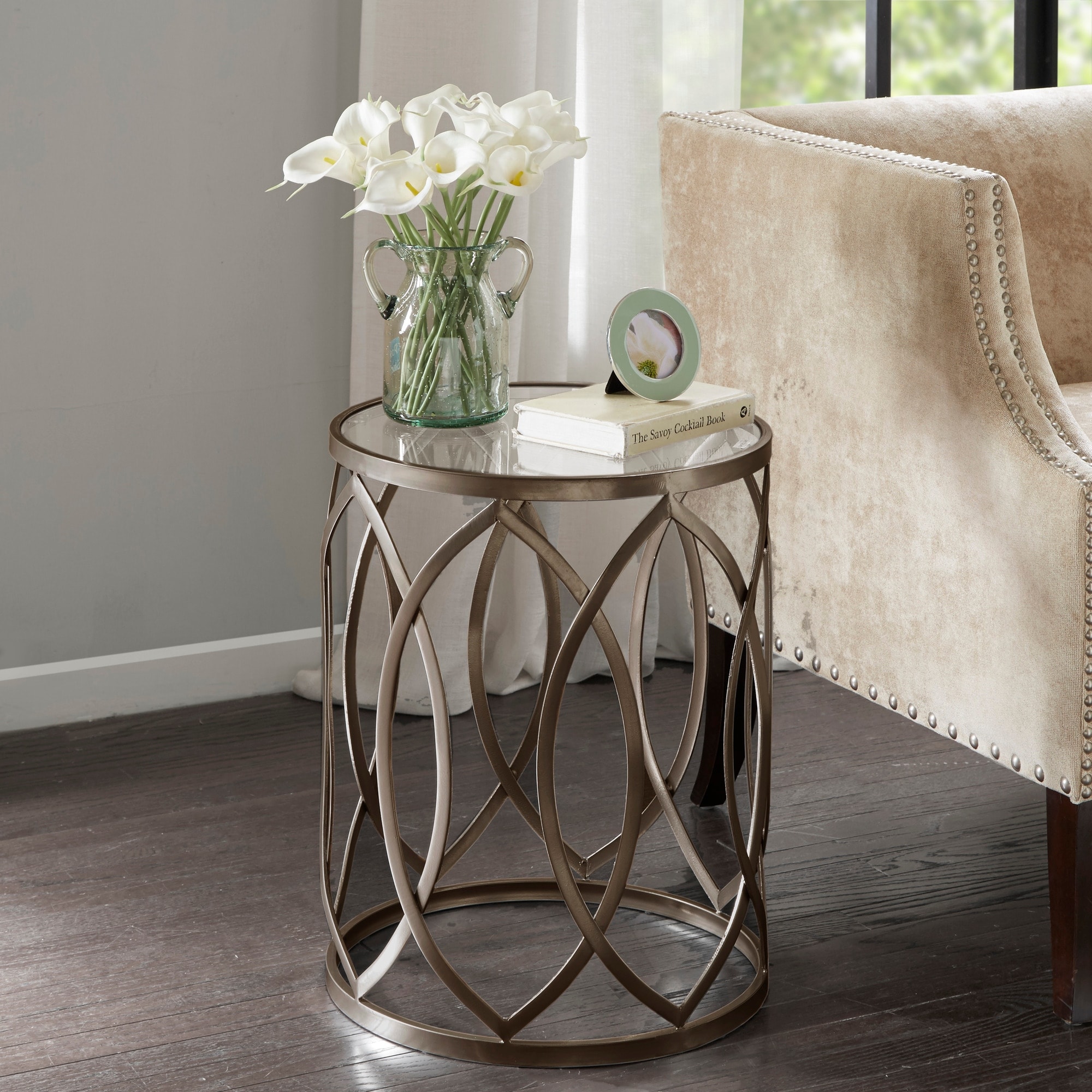 Madison Park Coen Metal Eyelet Accent Drum Table On Sale Bed