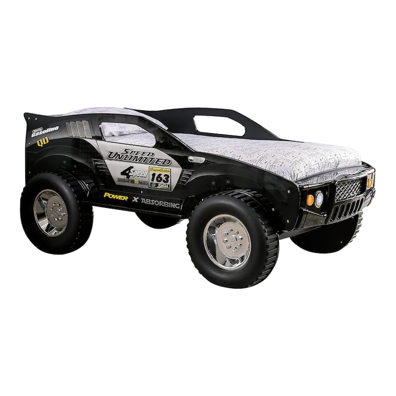 Toto Modern Black Twin Off-road Car Kid Bed with Wheels by Furniture of America