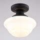 preview thumbnail 10 of 11, VAXCEL Eastgate 1-Light Schoolhouse Semi Flush Mount Ceiling Lighting Fixture, White Frosted Opal Glass Shade