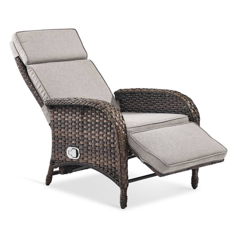 All Weather Rattan Pool Lounge Chair for Poolside - Brown