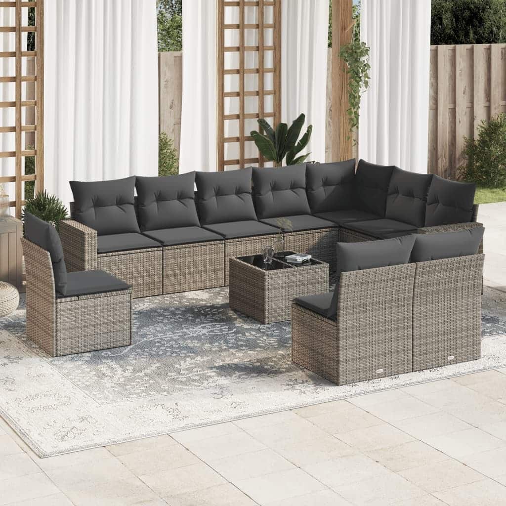 vidaXL Garden Sofa Set Grey, Dark Grey - 21.7 x 21.7 x 14.6