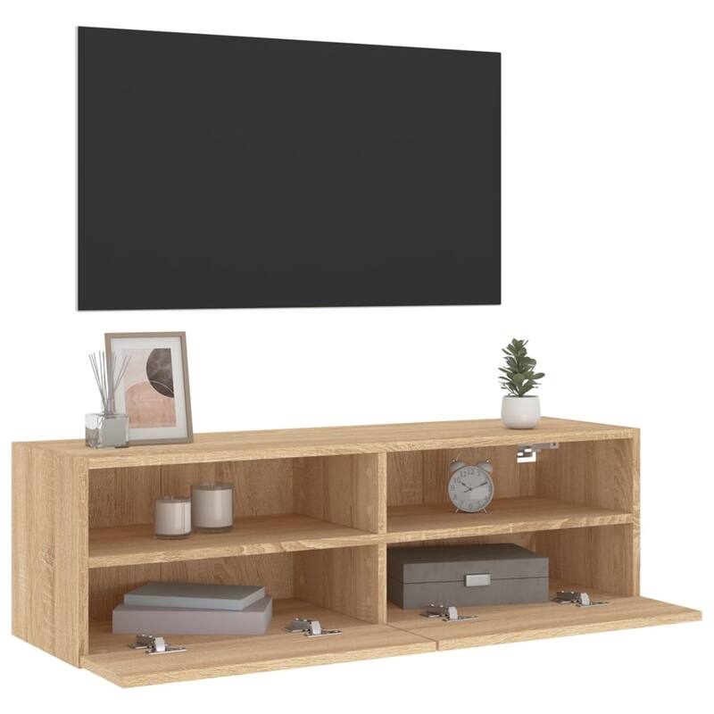 vidaXL TV Wall Cabinet Sonoma Oak Engineered Wood Medium TV Wall Cabinet - 11.8 x 39.4 x 11.8 in
