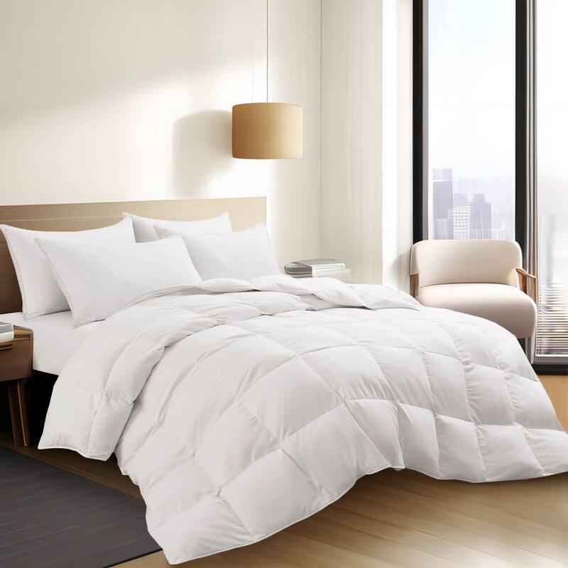All Season Microfiber White Goose Down and Feather Fiber Comforter