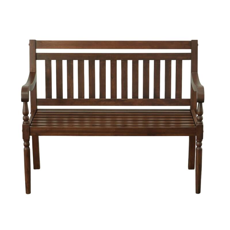 Slatted Outdoor Patio Wooden Bench with Back - 45.5" - Brown
