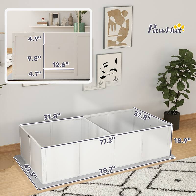PawHut Whelping Box for Dogs and Puppies, Dog Whelping Box with Washable Waterproof Pee Pad & Adjustable Door for Medium Dogs