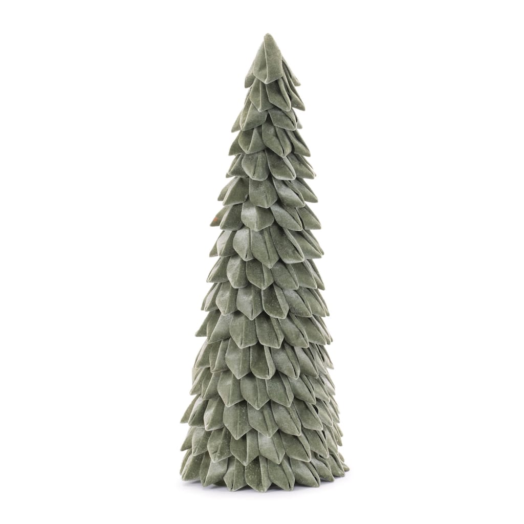 Green Polyester Paper Cone Tree with Soft Fabric Design for Indoor Display - 10” x 10” x 25.5” (L x W x H)