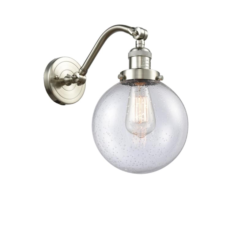 Innovations Lighting Beacon Single Light 8" Wide Wall Sconce - Brushed Satin Nickel / Seedy