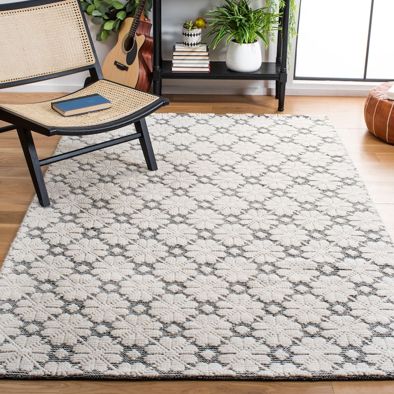 SAFAVIEH Handmade Vermont Jolie Wool Rug - 3' x 5' - Ivory/Black