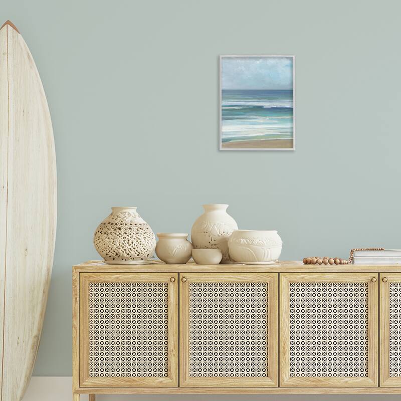 Stupell Calming Beach Wave Visage Framed Giclee Art Design By Sally Swatland