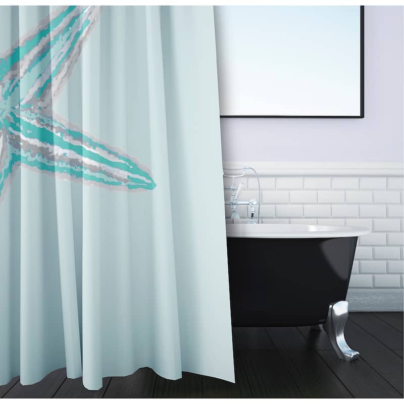 Coastal Starfish Print Shower Curtain