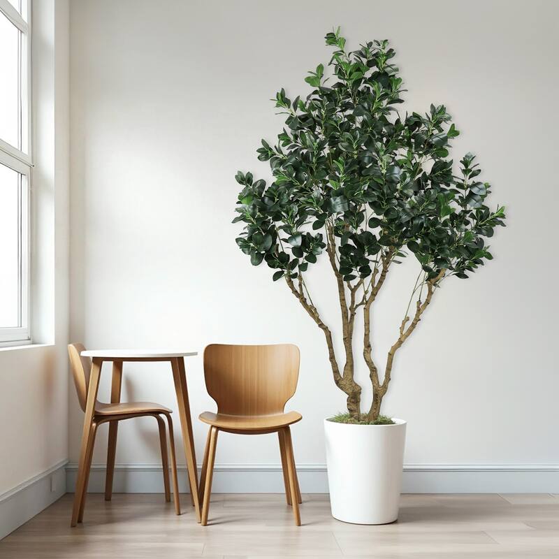 7.2FT Tall Artificial Silk Tree Large Faux Greenery Plant with Lifelike Leaves Potted Fake Plant, 1pc/set