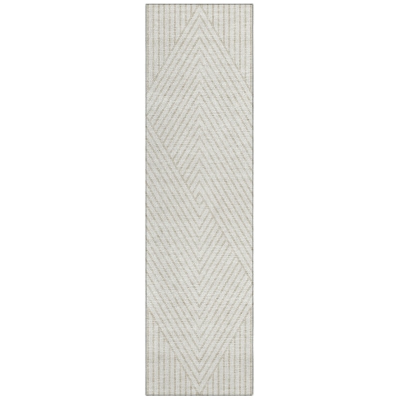 Machine Washable Indoor/ Outdoor Modern Geo Chantille Rug