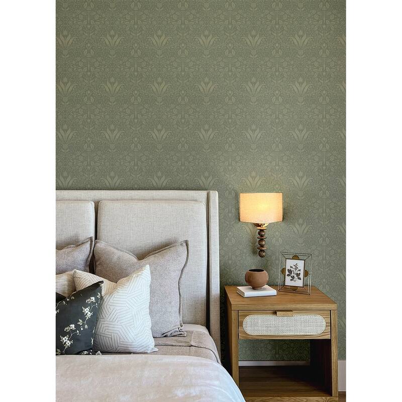 A-Street Prints Mara Green Tulip Ogee Wallpaper