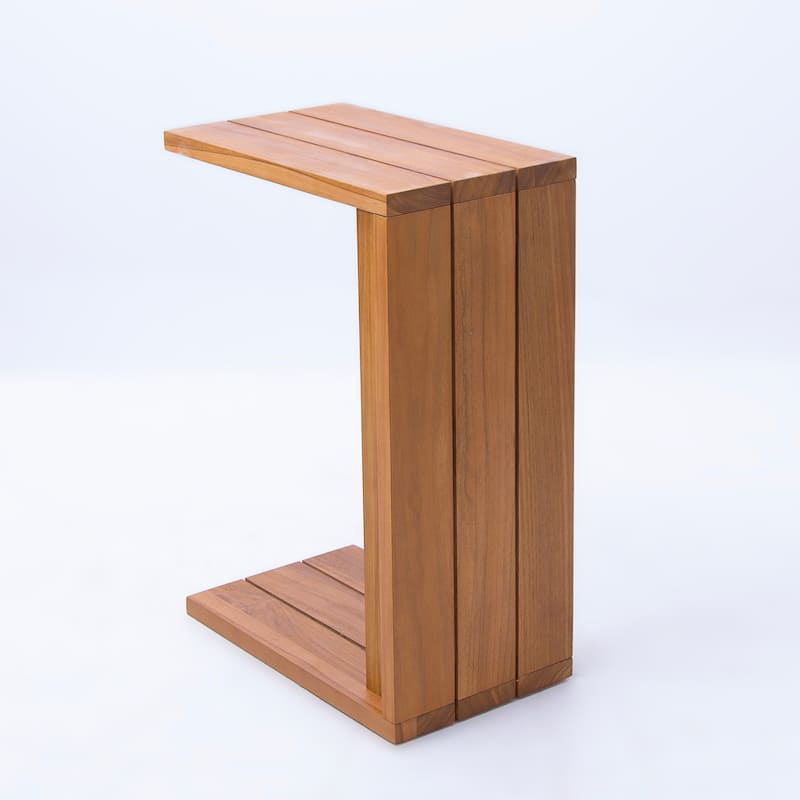 Cambridge Casual Napa Indonesian Teak Outdoor C-Shaped Side Table - 1 Piece - 26" H Teak C Side Table