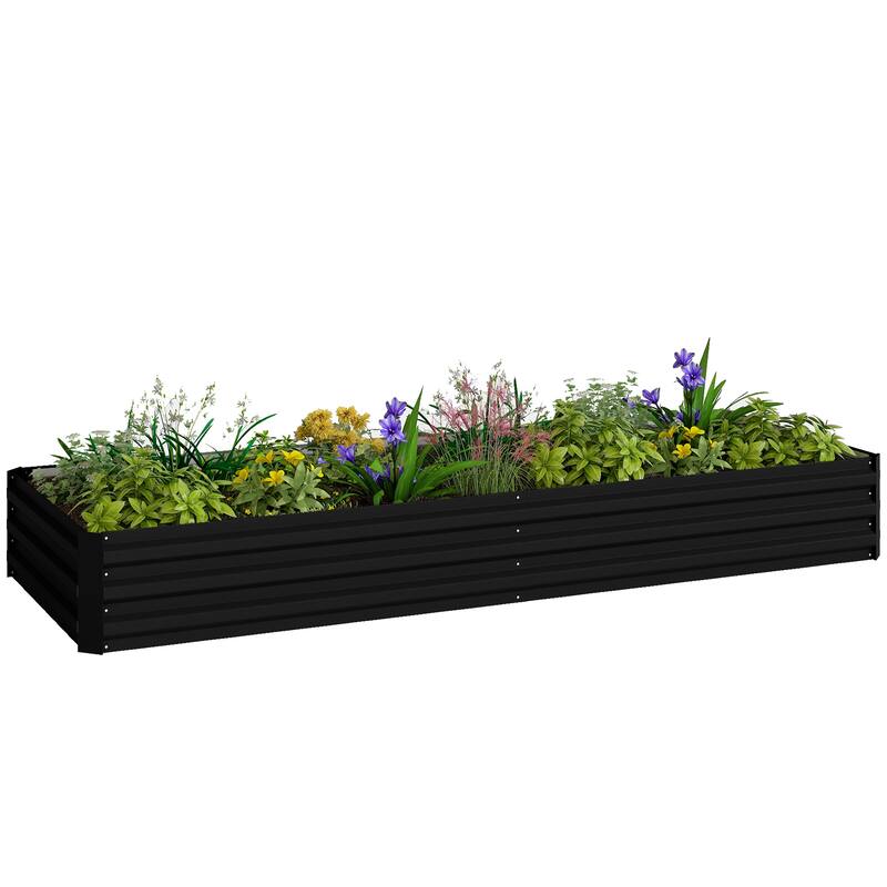 Outsunny Galvanized Raised Garden Bed, 8' x 3' x 1' Metal Planter Box, for Growing Vegetables, Flowers, Herbs, Succulents