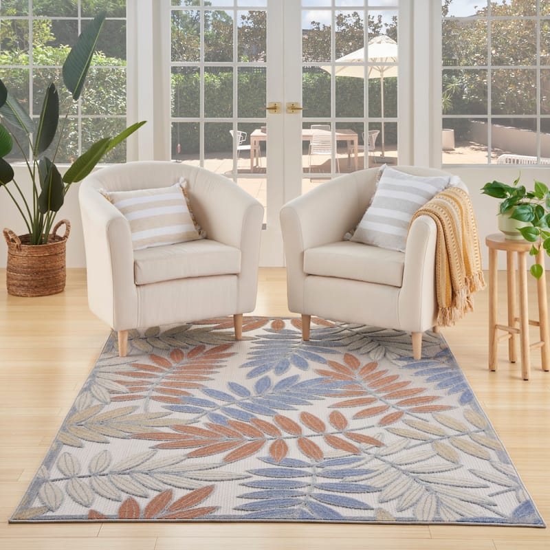 Nourison Aloha Leaf Print Vibrant Indoor/Outdoor Area Rug