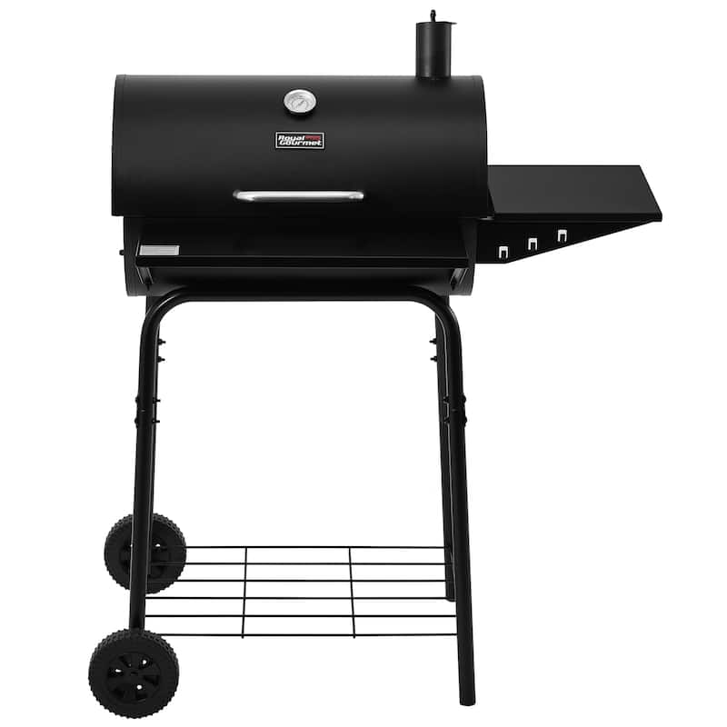 Royal Gourmet CC1624 Barrel Charcoal Grill with Side & Front Shelves