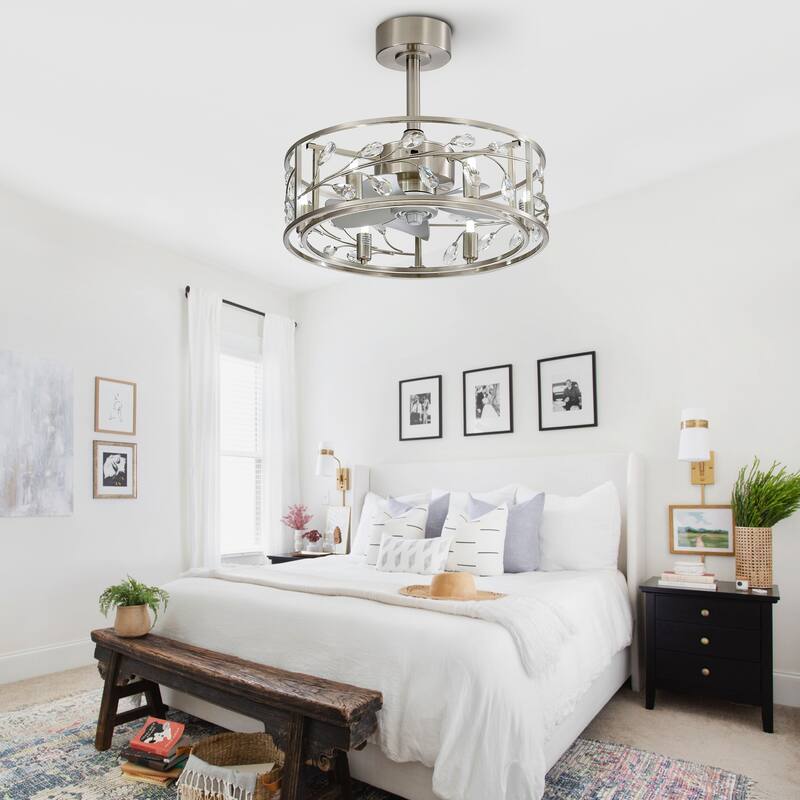 20 IN Modern Crystal 5 Blade Ceiling Fan with Light Kit and Remote