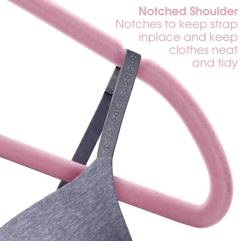 Elama Home 100Pc Velvet Slim Clothes Hangers w/ SS Swivel Hooks Pink