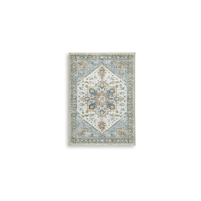 Signature Design by Ashley Wallney Blue/Gray/Orange Memory Foam Area Rug