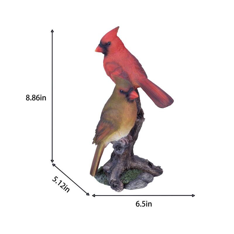 Two Cardinals Perched on Branch Garden Outdoor Statue - 8.75"