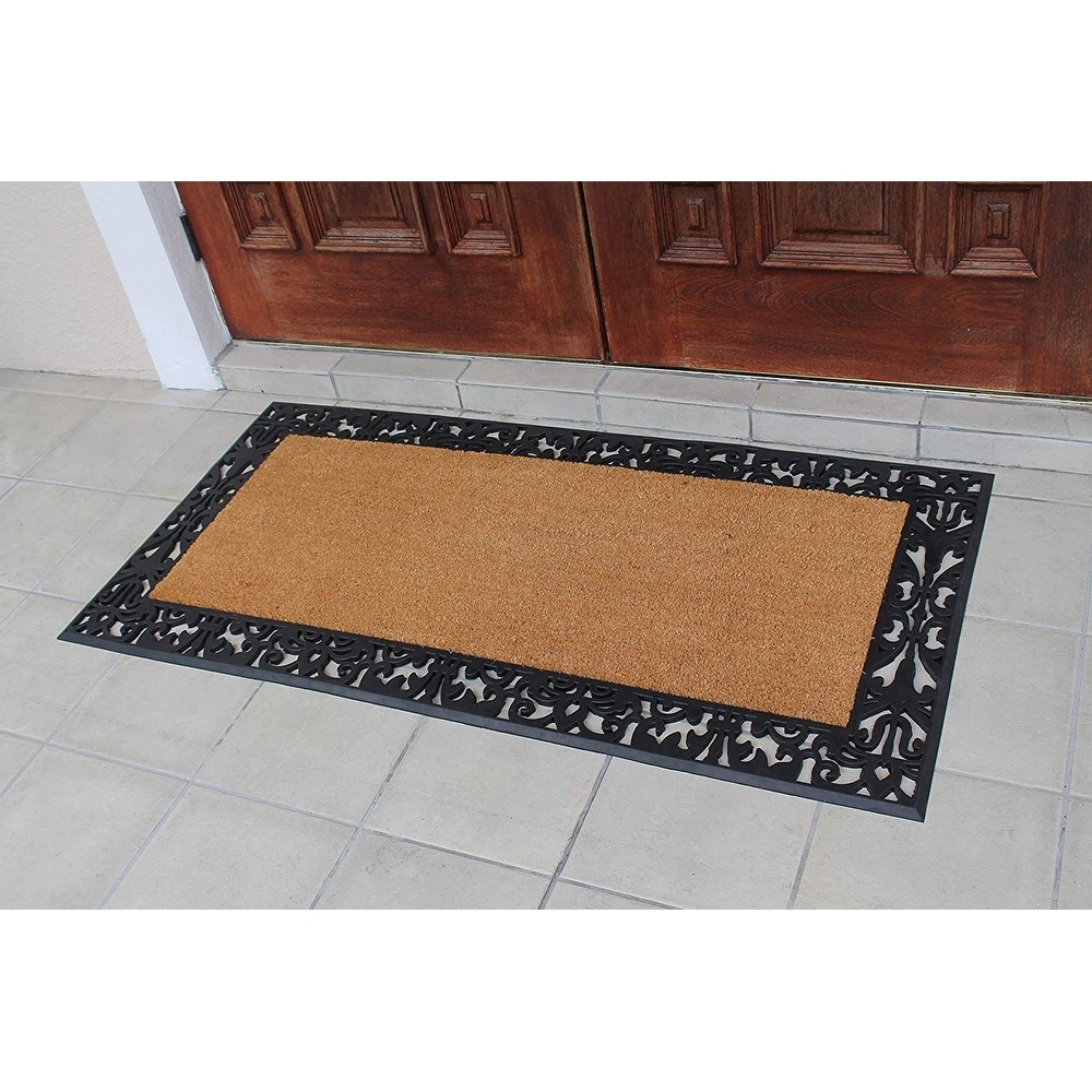 A1 Home Collections First Impression Paisley Rubber Mat Black