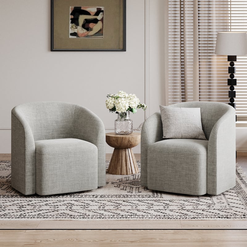 360° Glide Barrel Chair - Upholstered Swivel Accent Chair for Living Room, Bedroom & Office