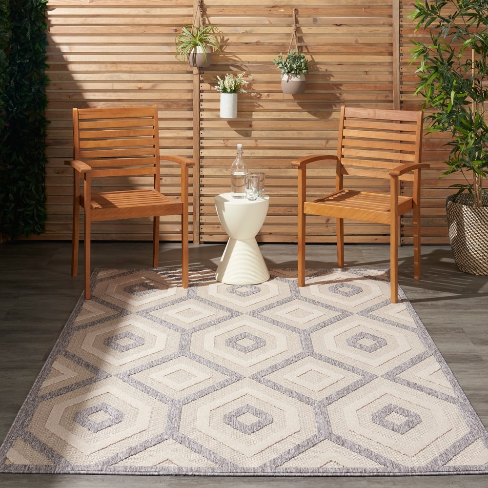 Nourison Palamos Modern Textured Geometric Indoor Outdoor Area Rug