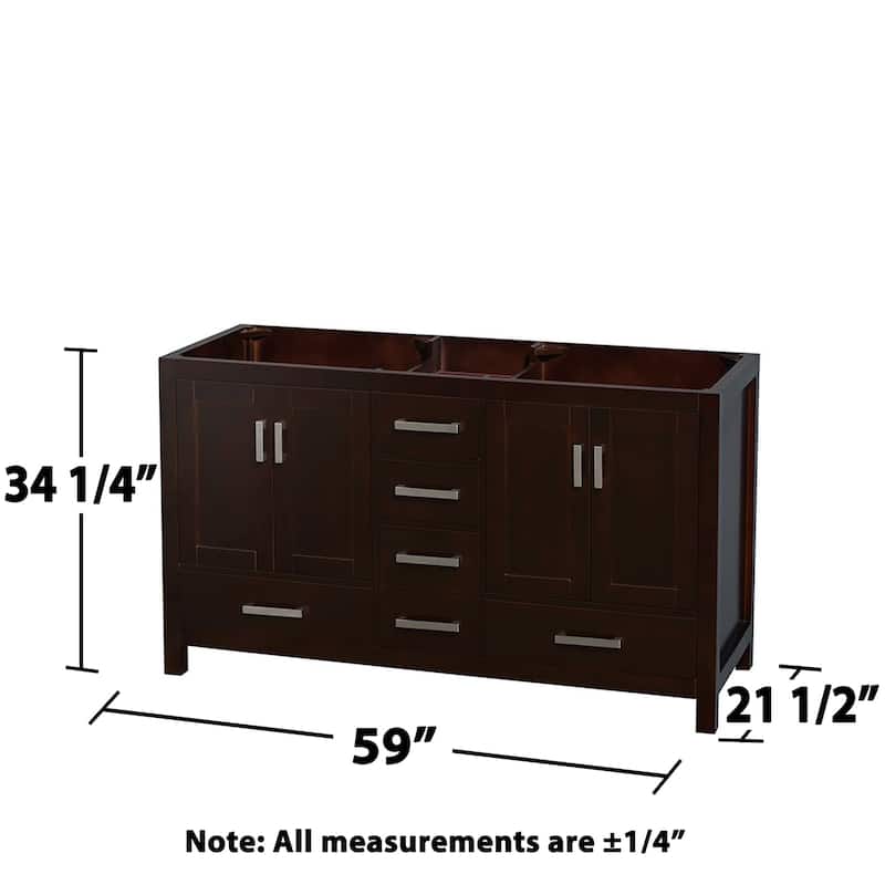 Wyndham Collection Sheffield 60" Hardwood Vanity Cabinet and Two 24"