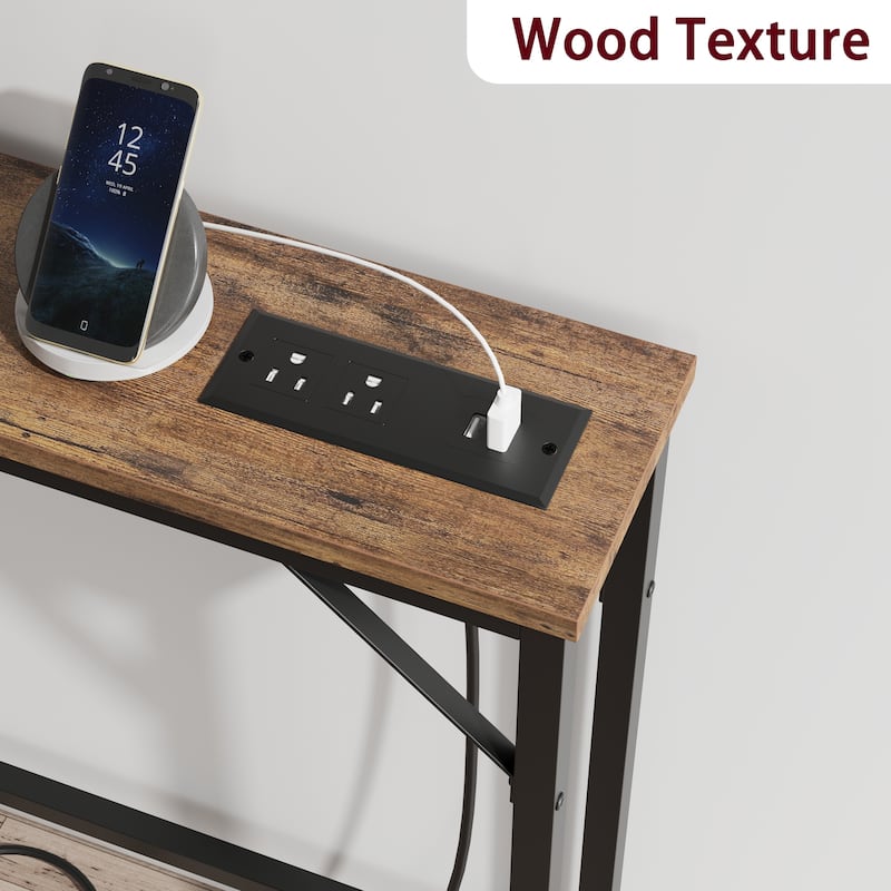 5.9" Narrow Sofa Table, Skinny Console Table with Storage