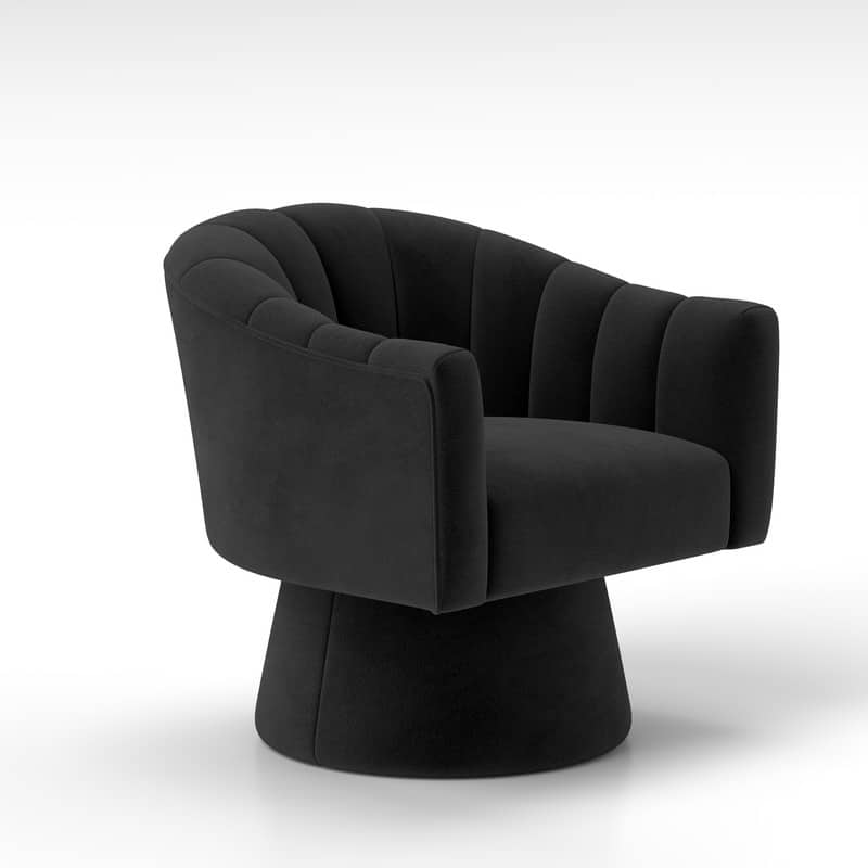 SEYNAR Modern Glam Velvet Upholstered Round Swivel Accent Arm Barrel Chair for Living Room