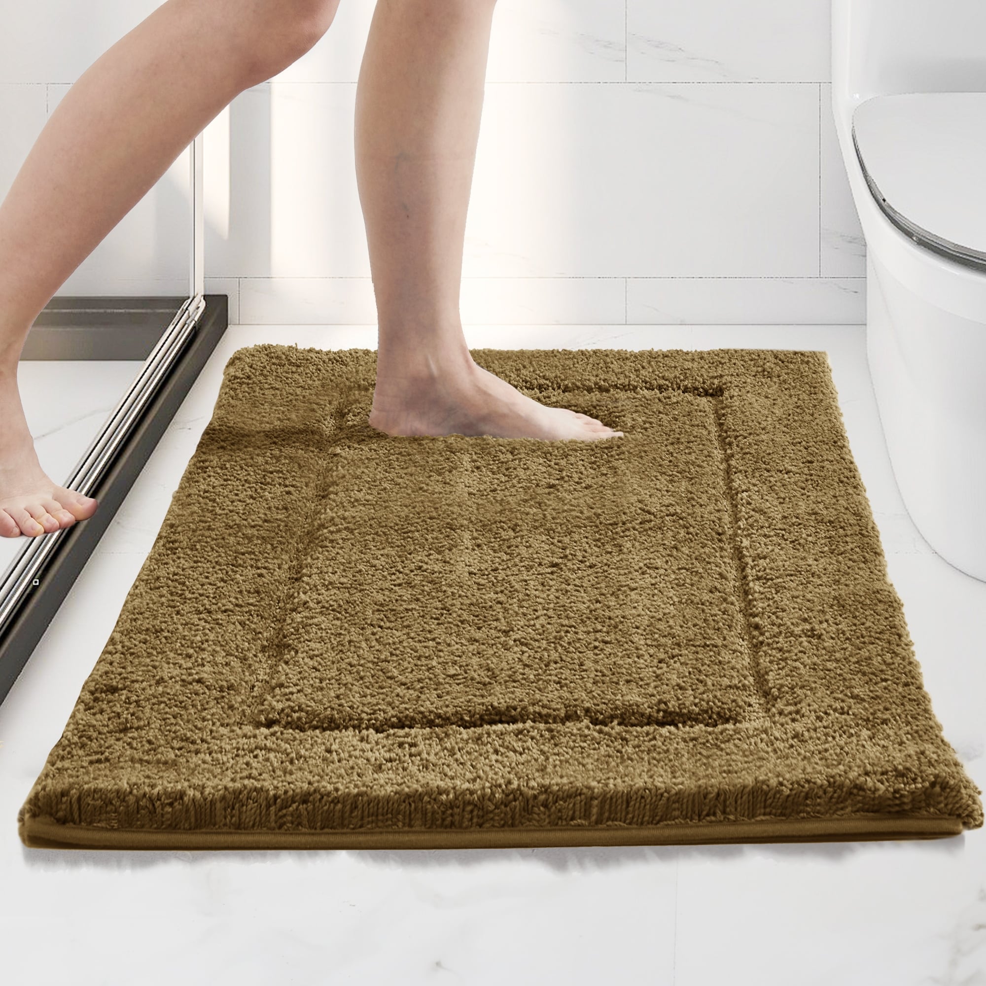 TIB Self Design Anti-Slip Bath Mat Microfiber Soft, Size 20 x 30 Inch-  Bathroom Rugs - Also suitable for Kitchen & Bedroom- Green