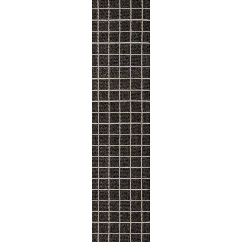 JONATHAN Y James Modern Squares Indoor/Outdoor Area Rug - 2 X 8 - Black/Cream