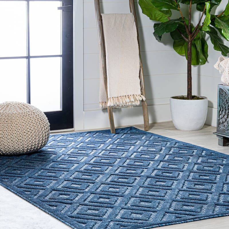 JONATHAN Y Ankara Neutral Diamond Trellis Indoor/Outdoor Area Rug