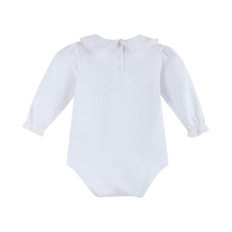 Lil Cactus White Lace Collared Girls Long Sleeve Bodysuit Romper