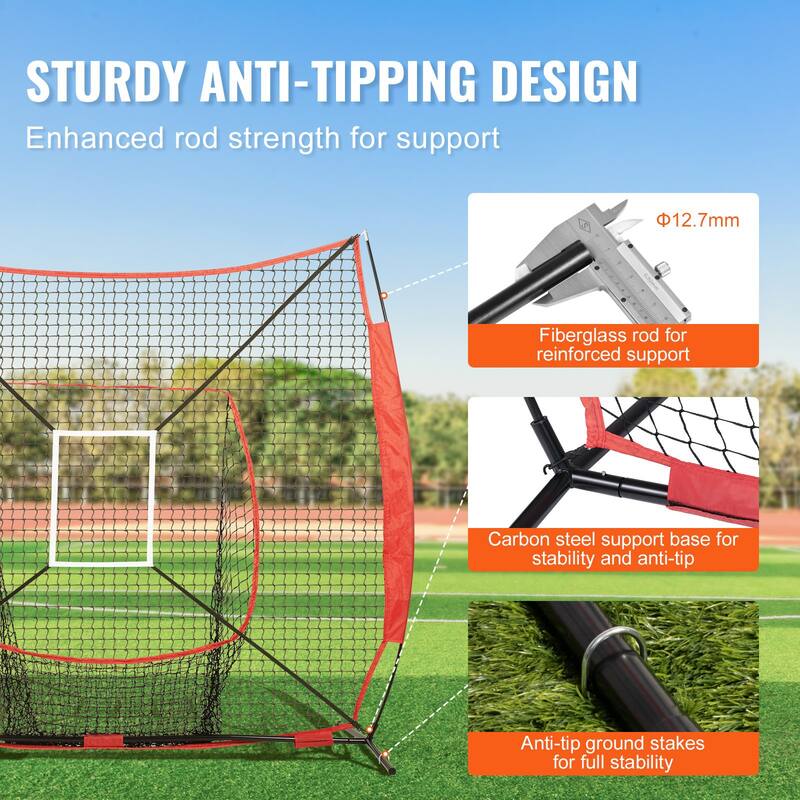 Portable Baseball Training Net 7x7 for Hitting, Pitching, Catching - 7x7ft