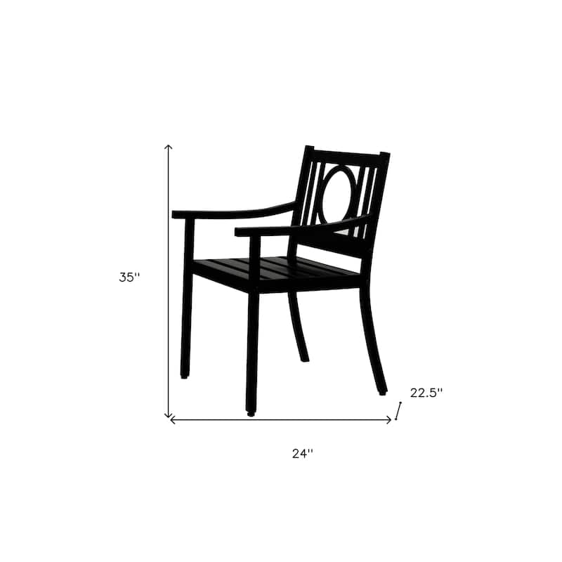 24" Black Steel Geo Back Outdoor Arm Chair
