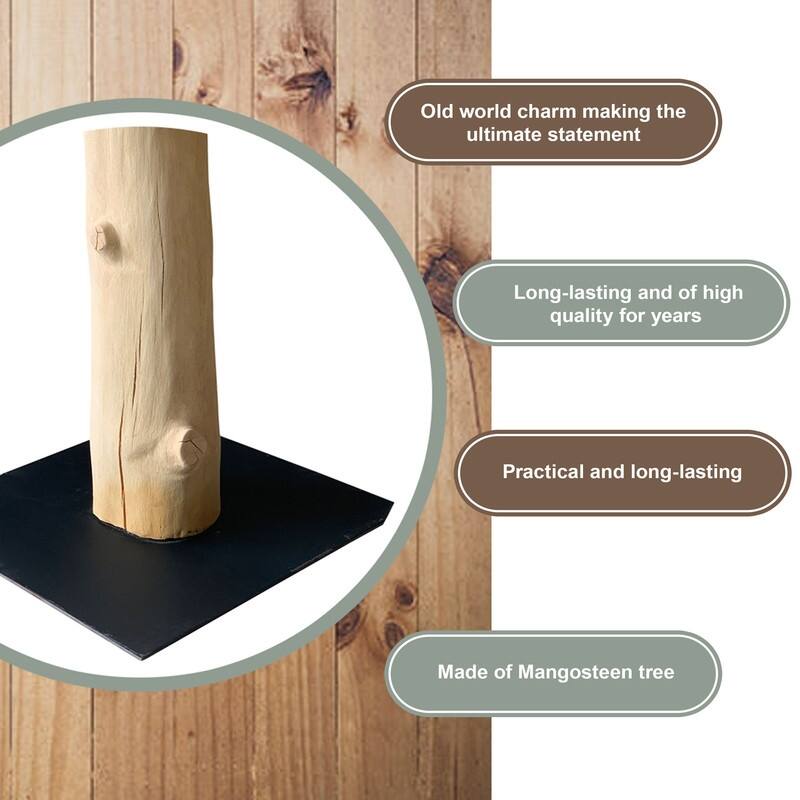 Mangosteen Tree Floor Coat Rack w/ Iron Stand, 80 Inch Tall, Natural Wood and Black (Size Vary, No Two Are The Same)