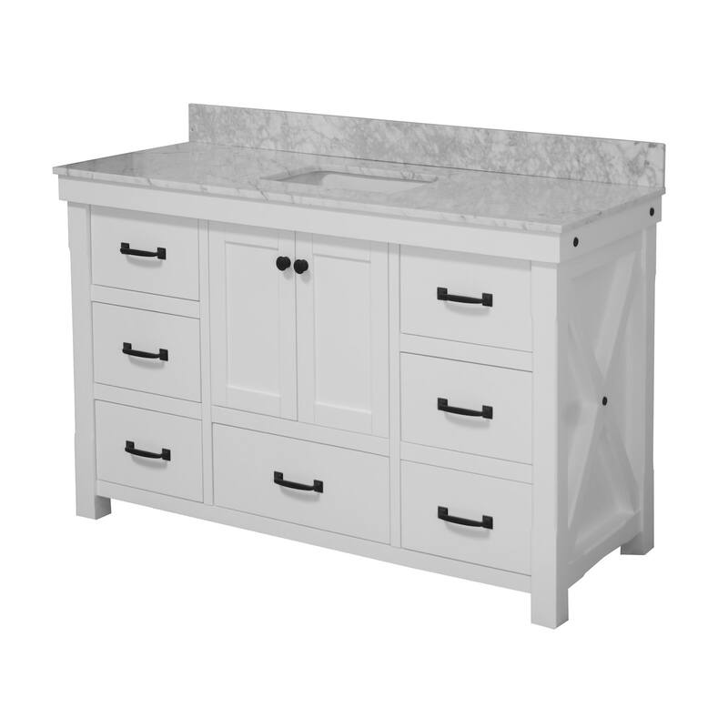 KitchenBathCollection Tuscany 60" Single Bathroom Vanity with Carrara Marble Top