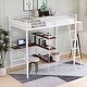 preview thumbnail 1 of 26, Modern Twin Size Metal Loft Kids Bed with Built-in Desk,Ladder,Guardrail and Storage Shelves White