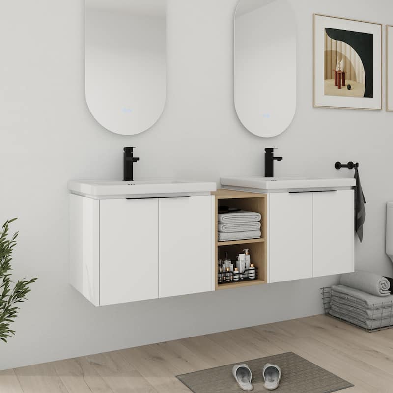 Bathroom Vanity With Sink In 24/36/48/60/72/84 Inch, Floating Bathroom Vanity With Soft Close Door and Shelf